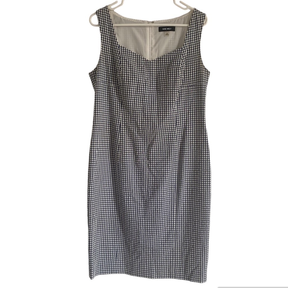 Nine West Gingham Black and White Sleeveless Dress Size 10